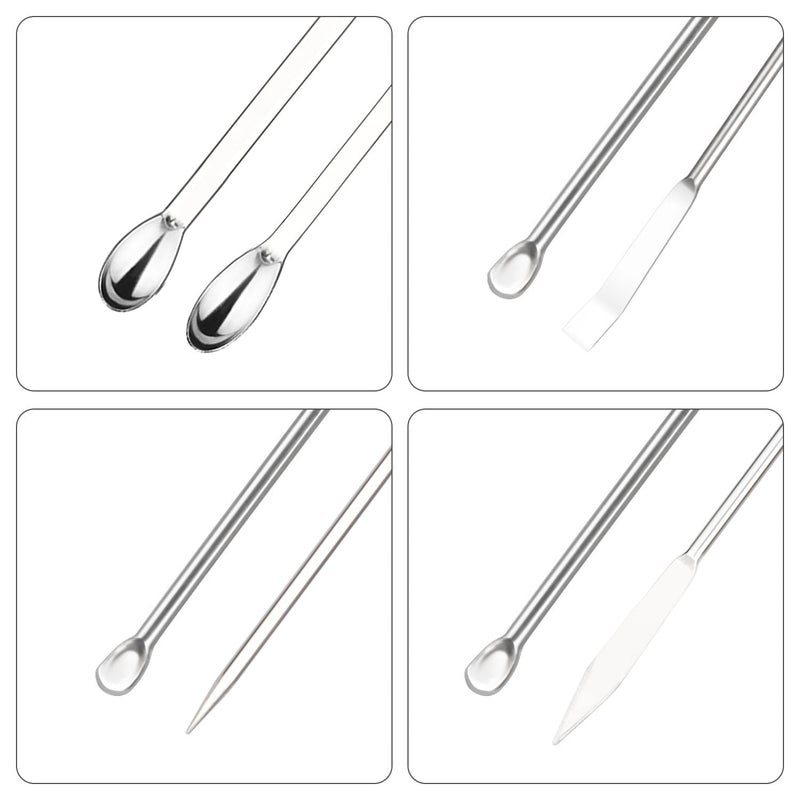 Labasics 4 Pcs Lab Micro Spoon and Spatula Set, Stainless Steel Double-Ended Lab Spatulas Sampling Spoons Micro Scoopulas Weighting Set - Image 2